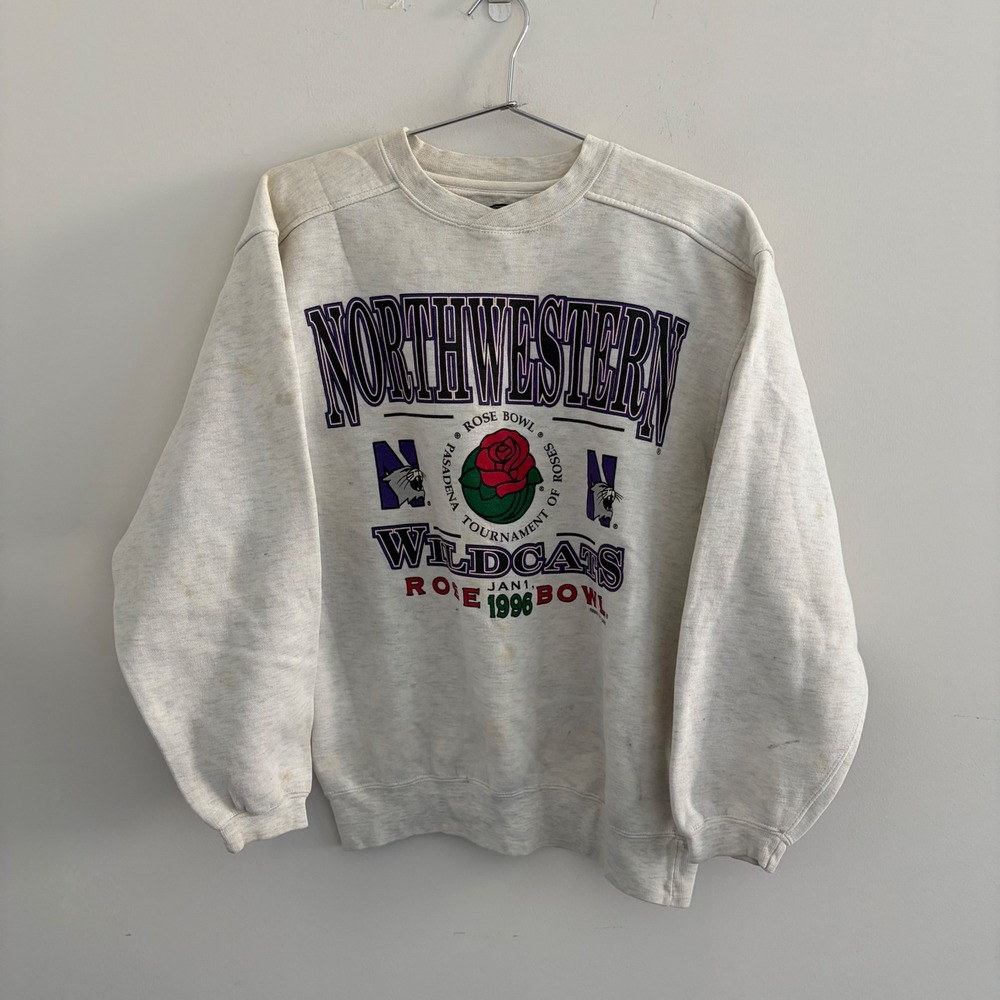 Vintage Galt Sand Northwestern Wildcats 1996 Rose Bowl Sweatshirt Heather Gray S